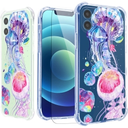 UNKNOWN Rainbow Case for Iphone 13 With Screen Protector, for Iphone 13 Case Jellyfish, Clear Design Tpu [Shock