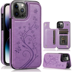 UNKNOWN for Iphone 14 Pro Max Wallet Case, Embossed Butterfly Phone Case With Card Holder, Kickstand And Magnetic