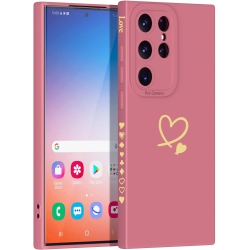 UNKNOWN for Samsung Galaxy S23 Ultra Case, for Women Girl Silicone Android Girly Cute Slim Protective Heart Phone Case