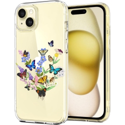UNKNOWN Case Compatible With Iphone 15 Plus Case Clear With Design Embossed Floral Pattern Soft Tpu Bumper Slim Protective