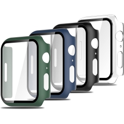 UNKNOWN [4-Pack] Screen Protector Compatible With Apple Watch 41MM Series 9 /series 8 /series 7, Case With Tempered In Multicolor