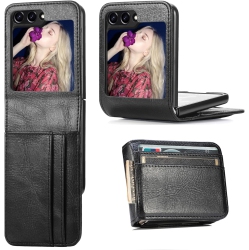 UNKNOWN Ccsamll for Samsung Galaxy Z Flip 5 Wallet Case With Card Holder, Business Style Premium Leather for Women Men