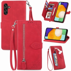 UNKNOWN Samsung Galaxy A13 5G Wallet Case Zipper Pocket With Card Holder Slot Magnetic Closure Lanyard Flip Cover