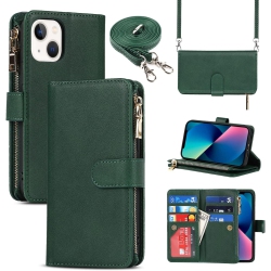 UNKNOWN Etui Coque Iphone 13 Mini Case, Iphone 13 Mini Wallet Case, Iphone 13 Mini Crossbody Phone Case With Strap, Leather
