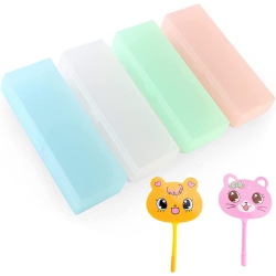 UNKNOWN 4PCs Plastic Pencil Case, Colorful Clear Pencil Box, Pen Case for Girls Organizer Box School Supplies for College