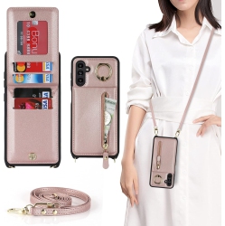 UNKNOWN Samsung Galaxy A13 5G Phone Case for Women With Card Holder, Samsung A13 Case Wallet Crossbody Lanyard