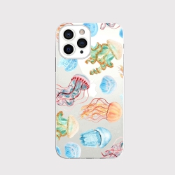UNKNOWN Iphone 13 Pro Case (6.1 Inch), Women Girls Cute Jellyfish Fun Ocean Fish Beach Style Transparent Soft Tpu