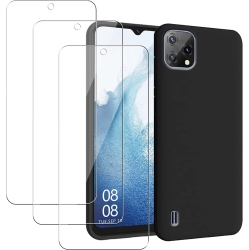 UNKNOWN Case for Blackview A55 With 3 Tempered Glass Screen Protector, Flexible Tpu Shockproof Protective Phone Case