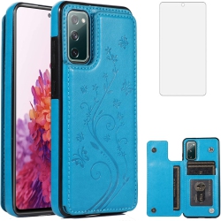 UNKNOWN Phone Case for Samsung Galaxy S20 Fe 5G/s20 Fan Edition With Tempered Glass Screen Protector Card Holder Wallet Cover