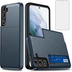 UNKNOWN Phone Case for Samsung Galaxy S21 Glaxay S 21 5G 6.2 Inch With Tempered Glass Screen Protector And Credit Card