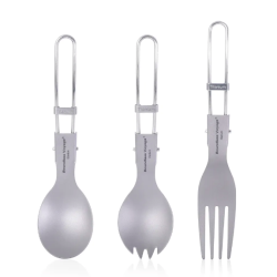 BOUNDLESS VOYAGE Titanium Cutlery Set Folding Spoon Spork Fork Utensils