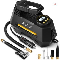 ASTROAI Portable Tire Inflator, 12V Dc Air Compressor With Digital Gauge & Emergency Led Light - Ideal for Car Tires, Bicycles, Balloons - In Yellow