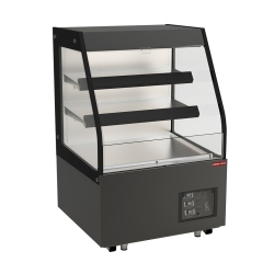 NEW AIR REF New Air Nom-36-Hts Commercial 36" Mid Profile 6 Cu. Ft. Double Shelf Heated Open Merchandiser - Ideal for Restaurants, Cafés