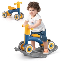 COSTWAY 3 In 1 Rocking Horse With Detachable Balance Board And Height Adjustable Seat