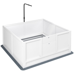 PAWHUT Whelping Box for Dogs, Puppy Playpen \w Retractable Light Stand, Waterproof Pad, Rail, Adjustable Height Door for Small, Medium & Large Breed