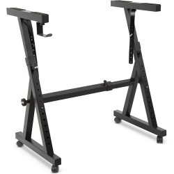 PYLE Port Universal Electronic Heavy-Duty Z Style Keyboard Organ Holder Rack Portable Piano Stand W/adjustable Height And Width, Locking Wheels