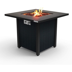 SERENELIFE Slfps3.5 Fire Pit Table, Large In Black