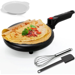 NUTRICHEF Crepe Maker - Cooks Crepes Bacon, Roti, Tortillas & Pancakes - Nonstick Cooktop - 8-Inch Cook Area \w On/off Switch, Automatic Temperature