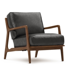 VALENCIA Ella Top Grain Leather Accent Chair Color In Black