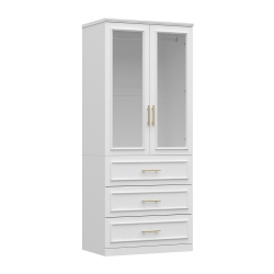FAMAPY Elegant Armoire With Glass Doors, Hanging Rods, And Spacious Drawers for Organized Bedroomstorage (31.7" W X 19.3" D X 74.9" H) In White
