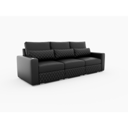 VALENCIA Pisa Ultimate Nappa 20000 Leather Lounge Sectional Sofa, Three Seats In Black