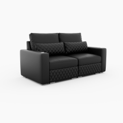 VALENCIA Pisa Ultimate Nappa 20000 Leather Lounge Sectional Sofa, Loveseat In Black