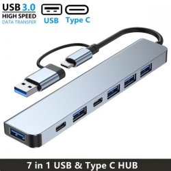 ISTAR 7-In-1 4K Multiport Type C to USB-C Adapter USB 3.0 Cable Hub