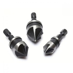 ISTAR 3PCs/chamfering Tool Carbon Steel 90 Degree Hexagonal Shank Three-PCs Set 12-19MM Woodworking Hole Opener Cobalt Drill In Black