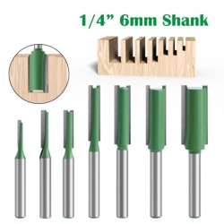 ISTAR 7PCs Router Bit 6MM 1/4 Shank Single, Double Flute Straight Bit Milling Cutter
