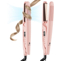 MIROPURE Titanium Professional Flat Iron Hair Straightener And Curler 2 In 1 for Long Hair In Pink