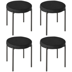HOMCOM Modern Stacking Stools Set Of 4, Backless Round Dining Chairs, Velvet-Touch Upholstered Accent Side Chairs With Metal Legs for Kitchen
