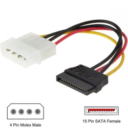 ISTAR 6-Inch 4-Pin Molex Male to 15-Pin SATA Female Power Adapter Cable, Improve Power Delivery to Your SATA Devices