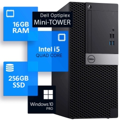 DELL Refurbished (Good) - Optiplex Mini Tower Desktop PC - Built-In Wifi 1200 Mbps (Intel I5 Quad-Core Cpu/ 16GB Ddr4 Ram/ 256GB Nvme SSD/ Windows