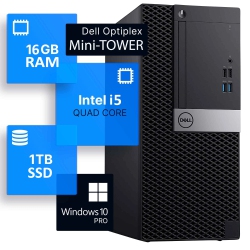 DELL Refurbished (Good) - Computers Optiplex Mini Tower Professional Desktop PC, Built-In Wifi 5 1200 Mbps, Intel I5 Quad-Core Processor, 16GB Ddr4