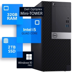 DELL Refurbished (Good) - Optiplex Mini Tower High Performance Desktop PC | Intel Core I5 Cpu | 32GB Ram | 2Tb Nvme SSD | Windows 10 Pro| Built-In