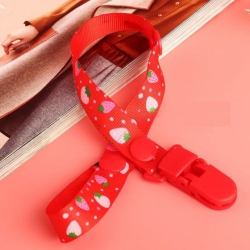 ISTAR Baby Clip Pacifier Holder, Baby Elderly Adult Adjustable Assorted Colour Bib Clip Neck Strap Napkin Clip Lanyard - In Red
