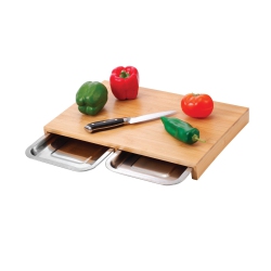 JS GOURMET - Bamboo Cutting Board With 2 Sliding Drawers