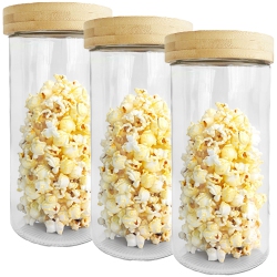 JS GOURMET - Set Of 3 Glass Containers With Airtight Lid, 2100Ml Capacity