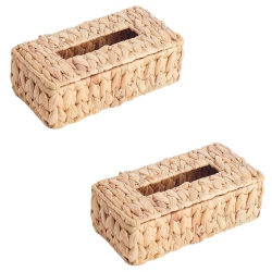 JESSAR - Set Of 2 Tissue Box Covers, Made Of Water Hyacinth