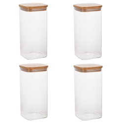 JESSAR - Set Of 4 Borosilicate Glass Storage Containers, 1300Ml Capacity