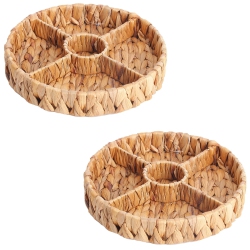 JESSAR - Set Of 2 5-Section Storage Baskets, Made Of Water Hyacinth