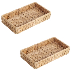 JESSAR - Set Of 2 Low Profile Storage Baskets, Made From Water Hyacinth