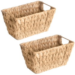 JESSAR - Set Of 2 Water Hyacinth Storage Baskets With Handles