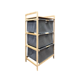 JESSAR - Storage Cabinet With Removable Laundry Basket, Bamboo Frame In Grey