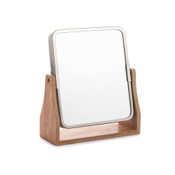 JESSAR - Double Sided Mirror With Bamboo Stand, 1X And 3X Magnification, Nickel