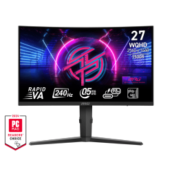 MSI Mpg 275Cqrxf, 27" Rapid Va Gaming Monitor, 2560 X 1440 (Qhd) Curved Gaming Monitor, 0.5Ms (Gtg), 16:9, 240Hz, Adaptive Sync, 1500R, Tilt, Swivel