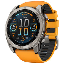 Montre Intelligente Multisport Bluetooth Vitre Saphir Amoled Fēnix 8 De 51 Mm De Garmin - Orange/graphite/gris Carbone