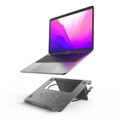 ADAM ELEMENTS Hub Stand 5-In-1 Multifunction Aluminum Laptop Stand Hub USB-C to USB-A 3.1 X3 USB-C Pd100W X1 HDMI 4K30Hz X1 Plug And Play