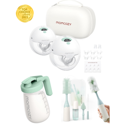 MOMCOZY M5 Double Breast Pump & Bottle Brush Set & Baby Nasal Aspirator, Baby Shower Gift