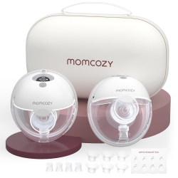 MOMCOZY Breast Pump Hands-Free M5, Wearable Breast Pump Of Baby Mouth Double-Sealed Flange With 3 Modes & 9 Levels, Electric Breast Pump Portable